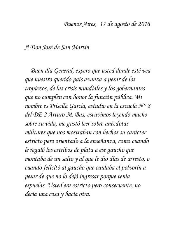 Carta al General San Martín